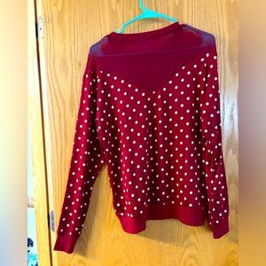 Red top with white polka dots. Lularoe Lizzy style blouse. Never worn & with tag